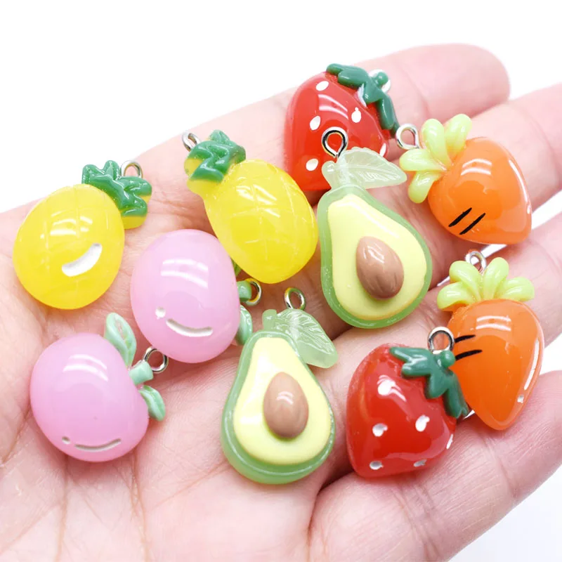 10pcs Multiple Fruit Series Resin Charms Pendants DIY Jewelry Making Accessories for Earrings Necklaces Bracelets
