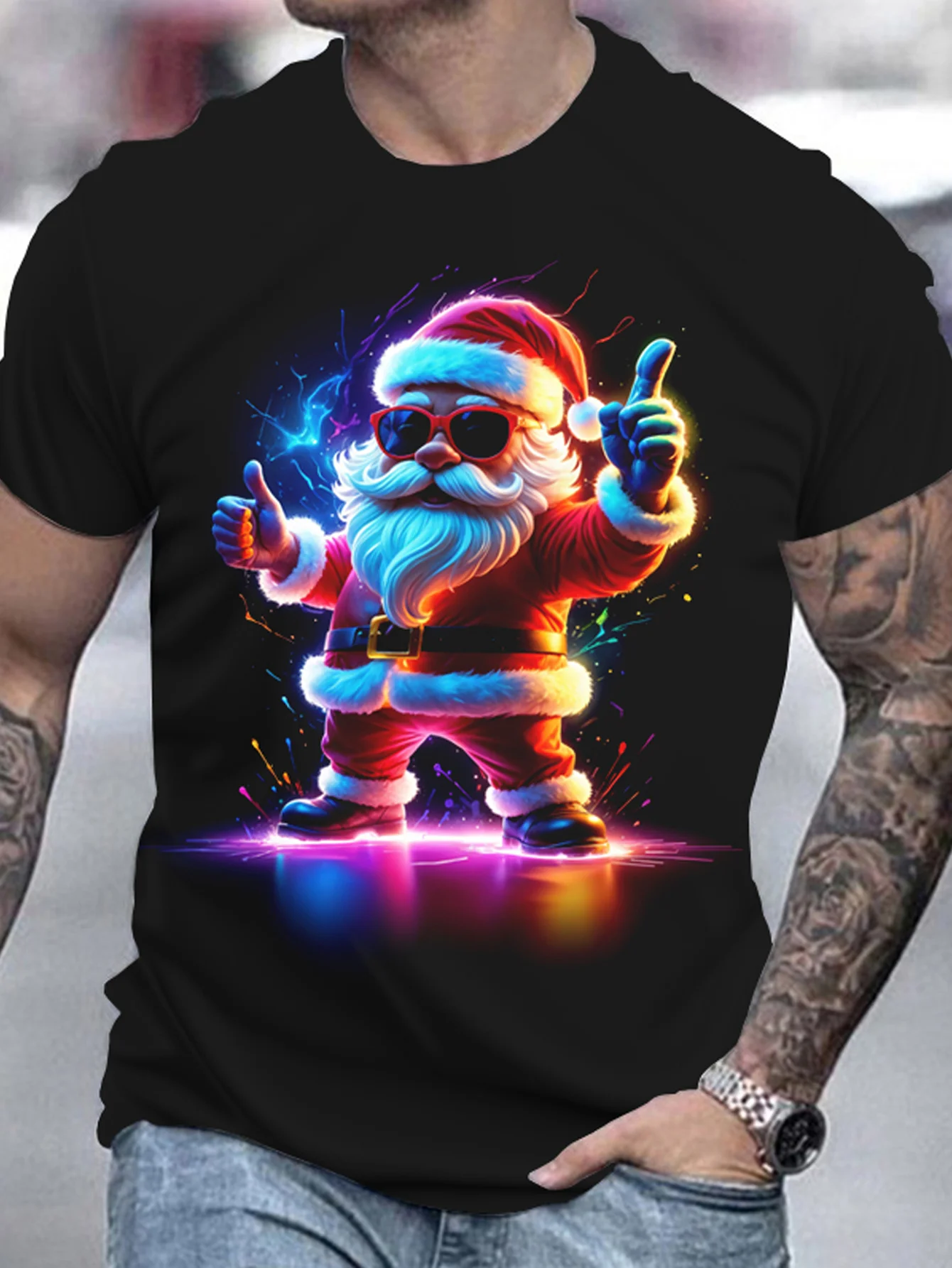 Men's Vitality Santa Claus T-Shirt Christmas Party Clothes 3d Printed T-Shirts Casual Short Sleeve Tops Polyester Oversized Tees