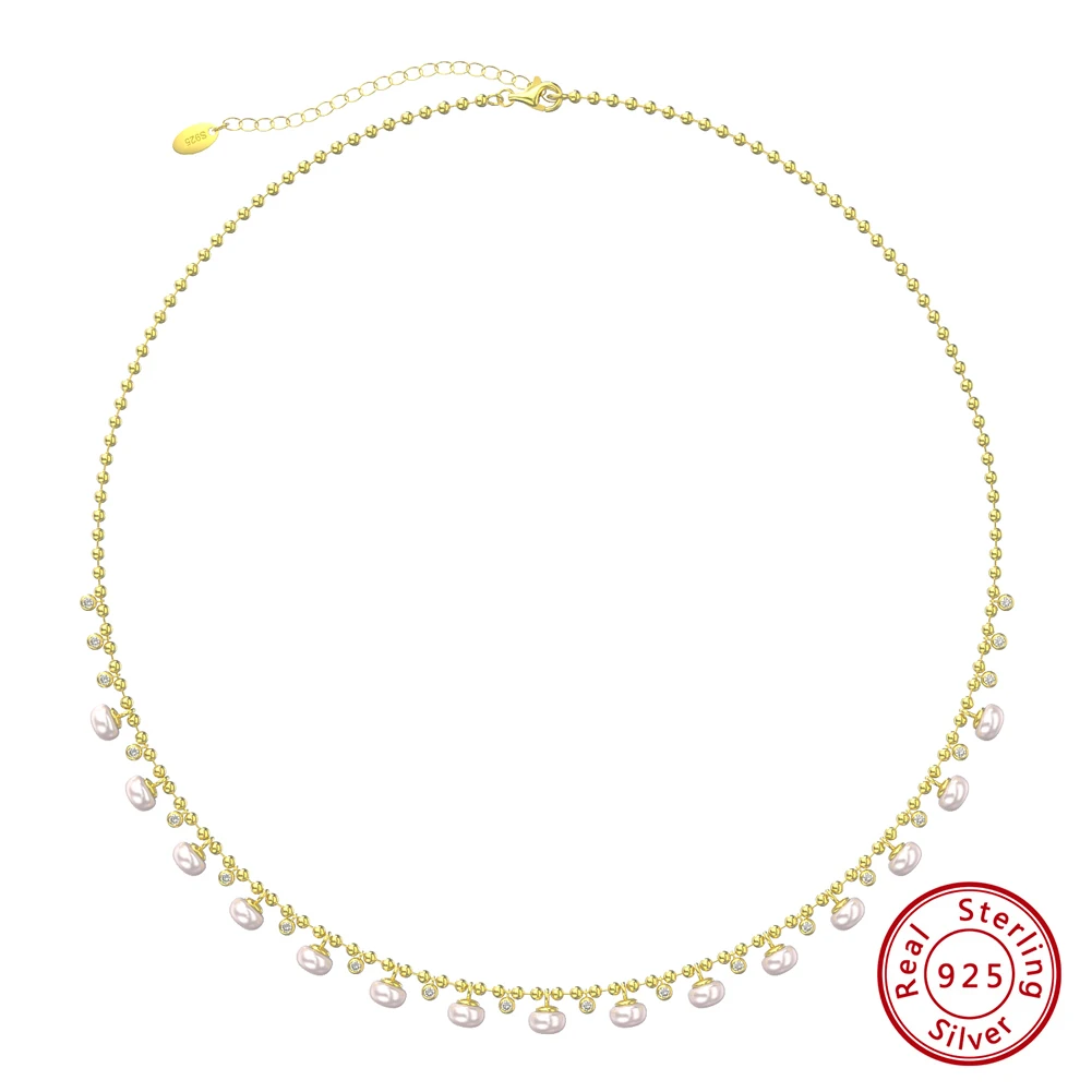 

Kiss Mandy сверкающий цирконий, цепочка на ключицы, колье, воротник с пресноводным жемчугом, женский подарок на день рождения из серебра 925 пробы GPN37