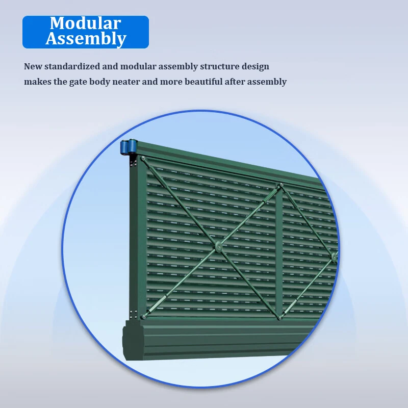 QiGong سبائك الألومنيوم تعريشة انزلاق بوابة الأسطوانة مع لون مخصص لنظام البوابة المنزلقة التلقائي في الهواء الطلق/الشقق