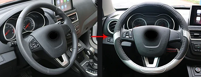 1 قطعة 38 سنتيمتر ل FAW BESTURN X40 X80 B50 B70 B90 أربعة مواسم الطبقة الأولى الجلود غطاء عجلة القيادة #2