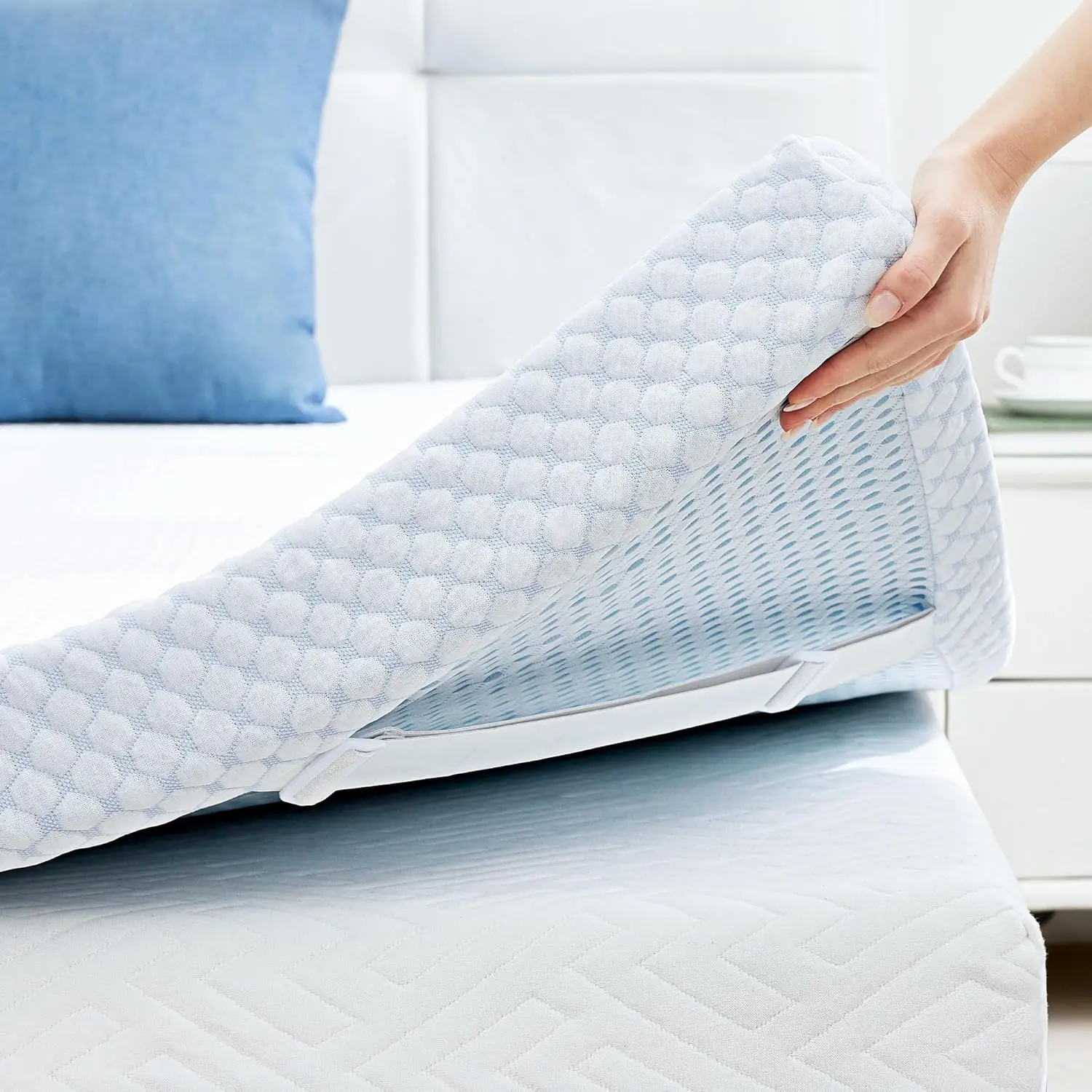 

3 Inch Full Size Cooling Memory Foam Mattress Topper for Pressure Relief, Thick Bed Mattress Pad with Cooling Soft Cover