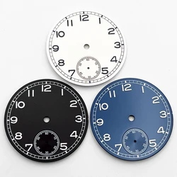 37mm Sterile Black/White/Blue Watch Dial Green Luminous Fit ETA6498 ST3621Movement Watch Accessories