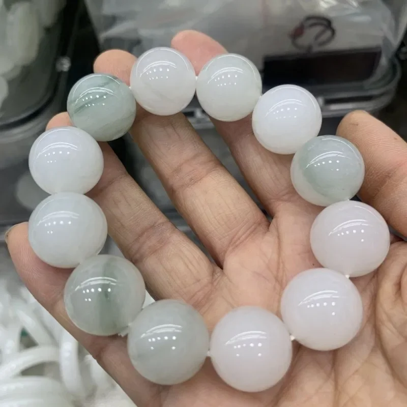 New Tianshan Cui Round Bead Bracelet, Piaohua Xuecui Men's and Women's Bracelets