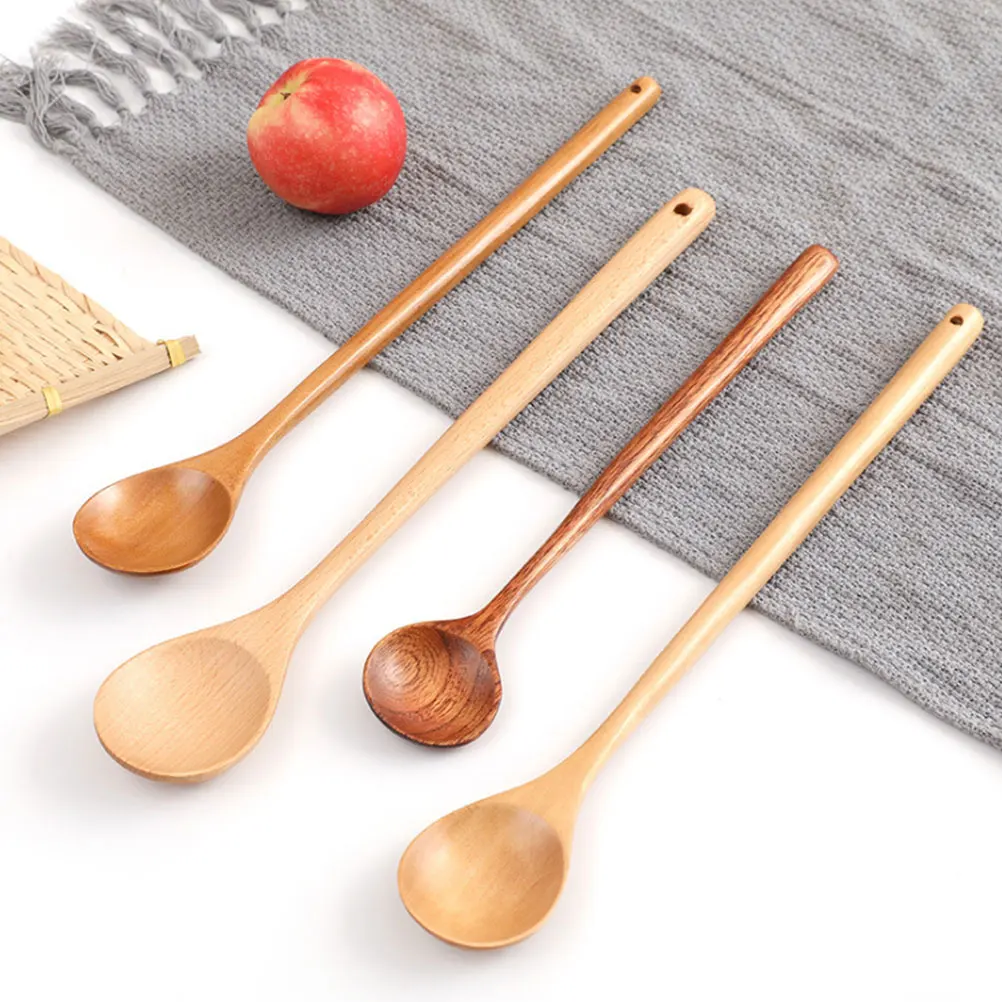 

Wooden Spoons for Eating Long H Honey Stirring Soup Ladle Safe Kitchen Bar Utensils Wooden Hot Pot Spoons Food