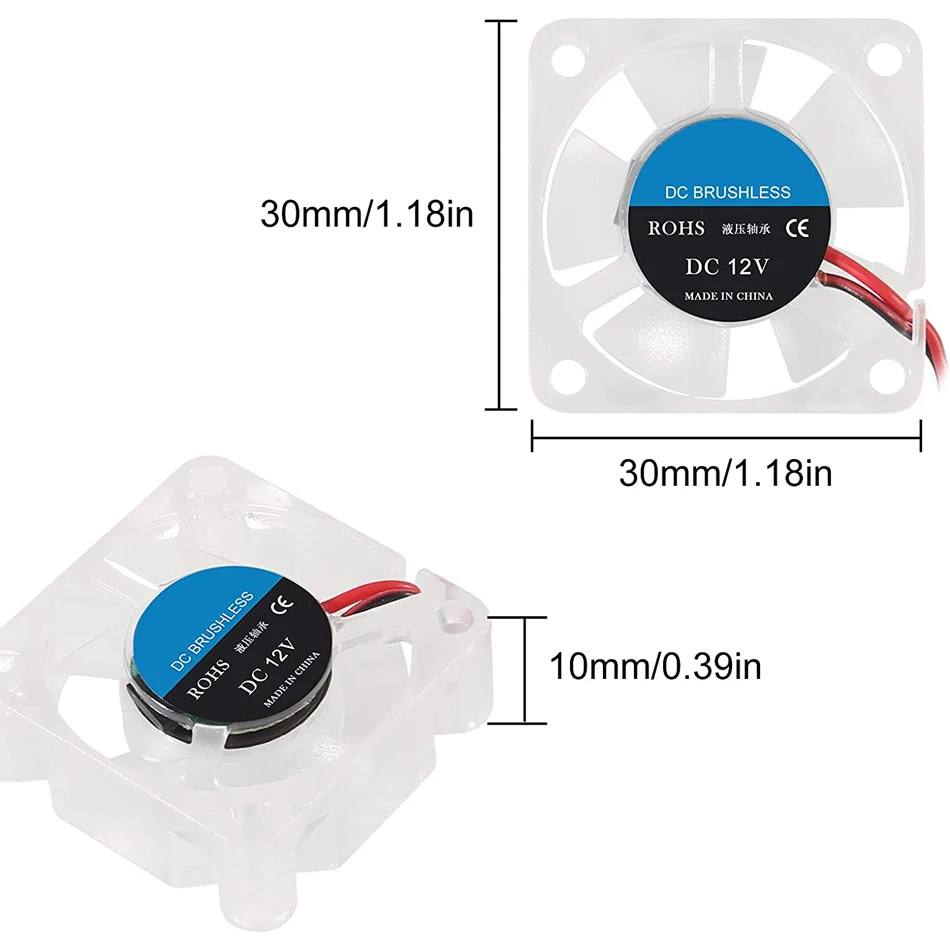 مروحة التبريد مصباح ليد جهاز كمبيوتر شخصي 3010 5 فولت/12 فولت/24 فولت جهاز تحكم بالمروحة 2Pin الترا تحمل المبرد ثلاثية الأبعاد أجزاء الطابعة
