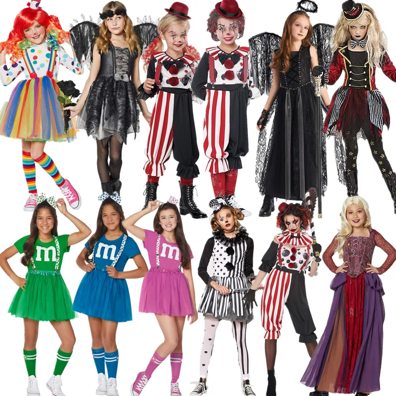 로우인 코스프레 의상 어린이 악마 왕자 광대 천사 놀이 의상 폴리에스터 섬유 100% 무대 의상