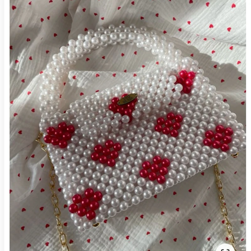 Customized Acrylic DIY Bead Handmade Bag Fashion Chain Cross Shoulder Women's Bags 24 Love Ins Design Handbag Valentine's Day