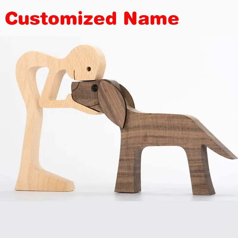 

Personalized Family Puppy Wooden Craft Desktop Ornament Sculpture Custom Name Wood Dog Craft Sculpture Figurine Pet Lovers Gift