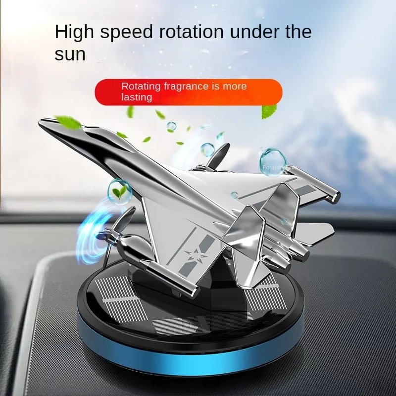 Car Perfume Diffuser Car Air Freshener Solar Propeller Fighter Aromatherapy Car Interior Decoration Accessories for Mens Womens