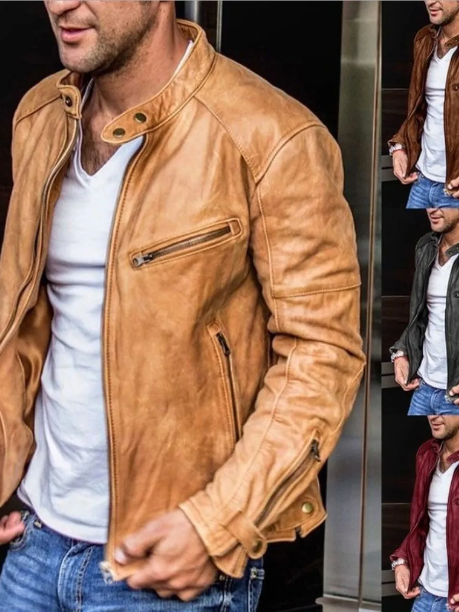 

Мужское кожаное пальто Jaet, повседневное пальто из искусственной кожи с застежкой-молнией, осень-зима Faion Ci Sle Long Sve, однотонная свободная верхняя одежда