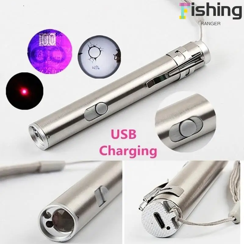 

Multifunction 3 In1 Mini USB Flashlight Aluminium Alloy USB Rechargeable Laser