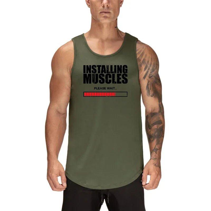 

Installing Muscles Please Wait Print Vests Mens Fitness Sport Sleeveless T-Shirt Gym Bodybuilding Breathable Quick Dry Tank Tops