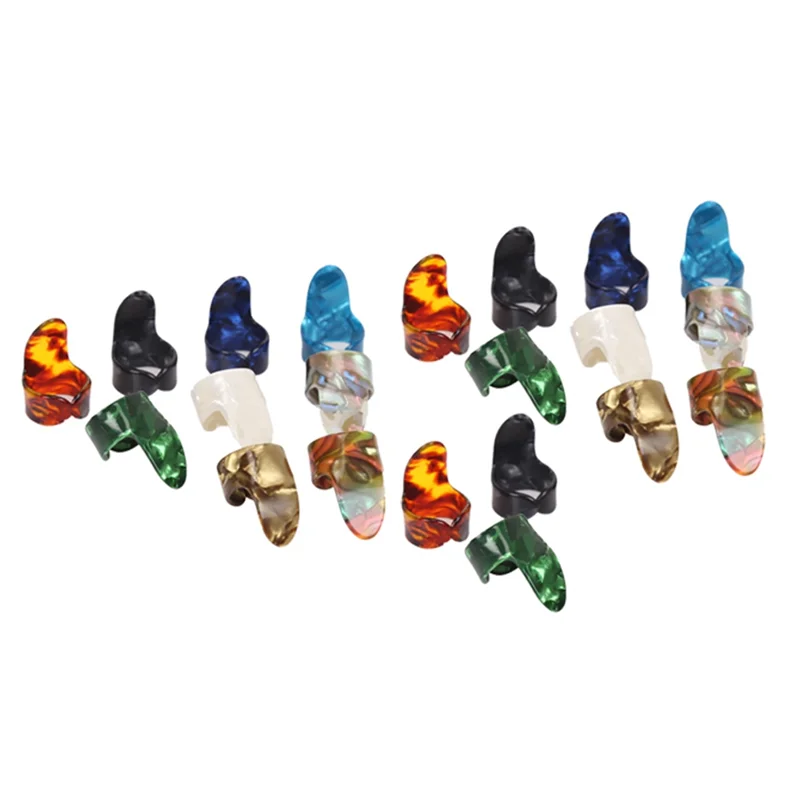 HOES-Finger Picks, Medium, Flat Thumbpicks, Celluloid Guitar Finger Picks (24 Pieces Picks)