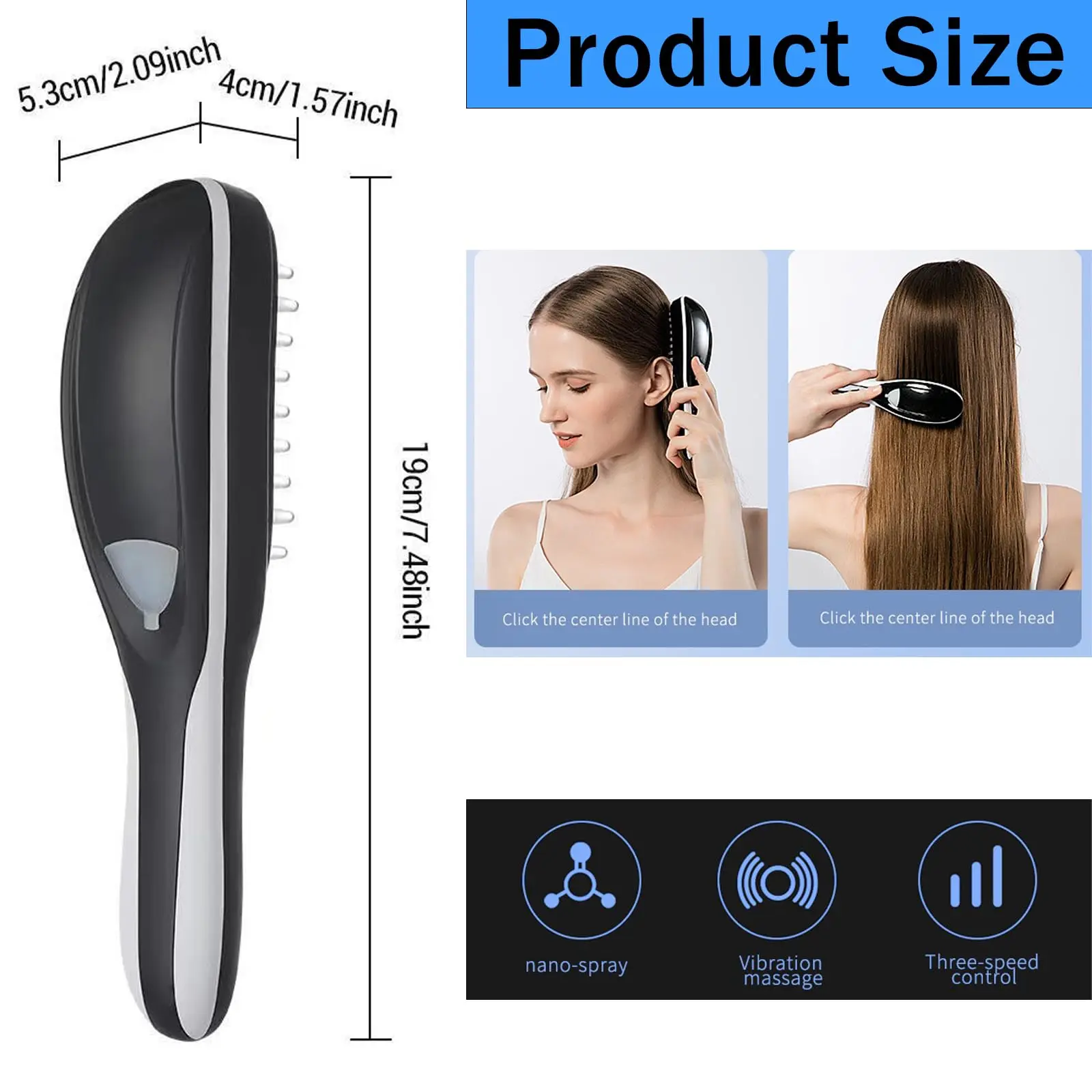 Electric Spray Massage Comb Hair Growth Vibration Head Massager Brush LED Anti Hair Loss Scalp Liquid Medicine Atomizing Comb