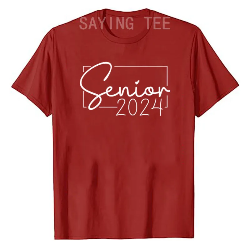 Senior 2024 Class of 2024 Graduation T-Shirt Back To School Schoolwear Tee Letters Printed Sayings Graphic Tops Graduate Gifts