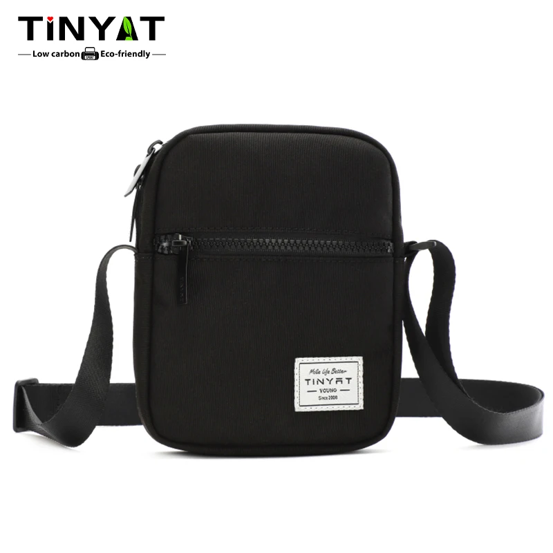 TINYAT Men's Polyester Shoulder Bag Lightweight and Casual Crossbody Bag Phone Bag for Outdoor Sports and Outdoor Travel