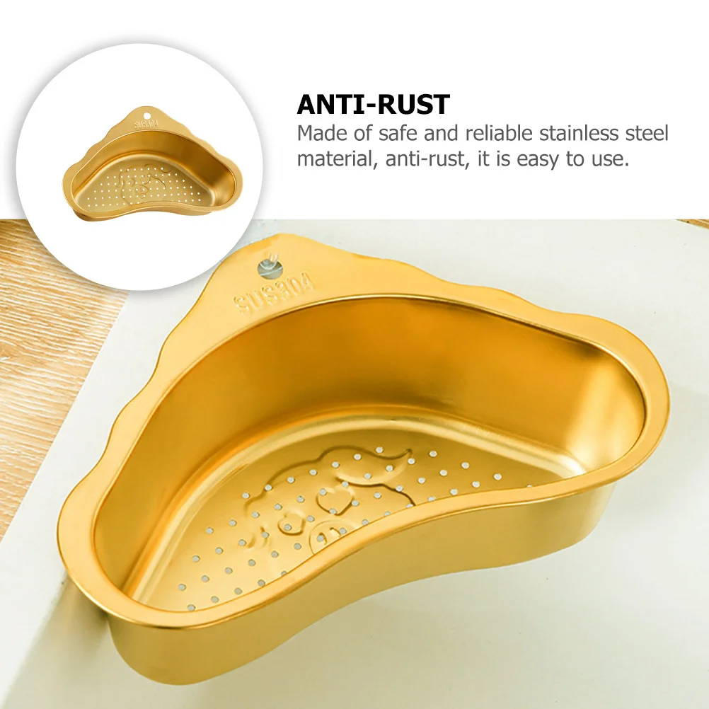 

Stainless Steel Sink Basket Kitchen Triangle Filter Corner Food Strainer Hanging Drain Storage Basket Multi-Function