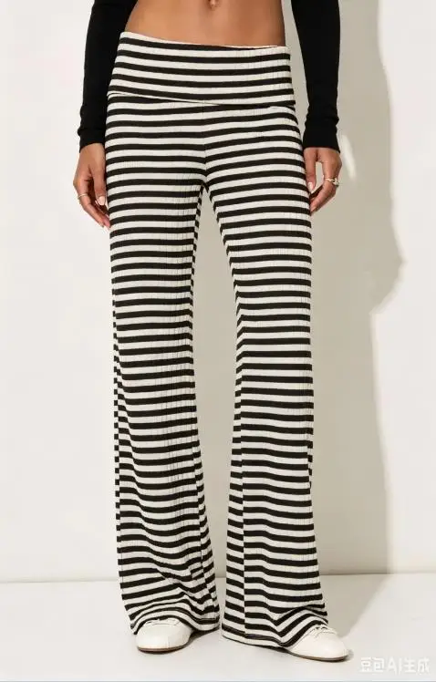 Elevate Your Style with Our Striped Cuffed Pants - Available in Black, Grey, and Light Brown in S, M, L Sizes!