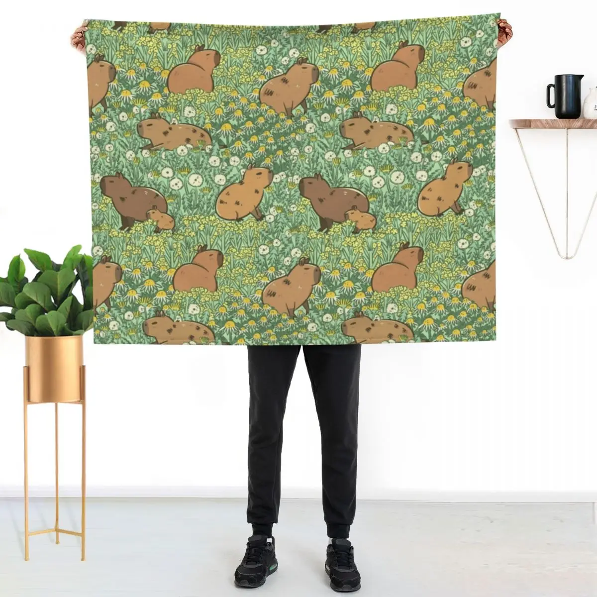 Capybaras Meadow in Green and Yellow Throw Blanket Stuffeds Luxury Baby warm for winter Large Giant Sofa Blankets