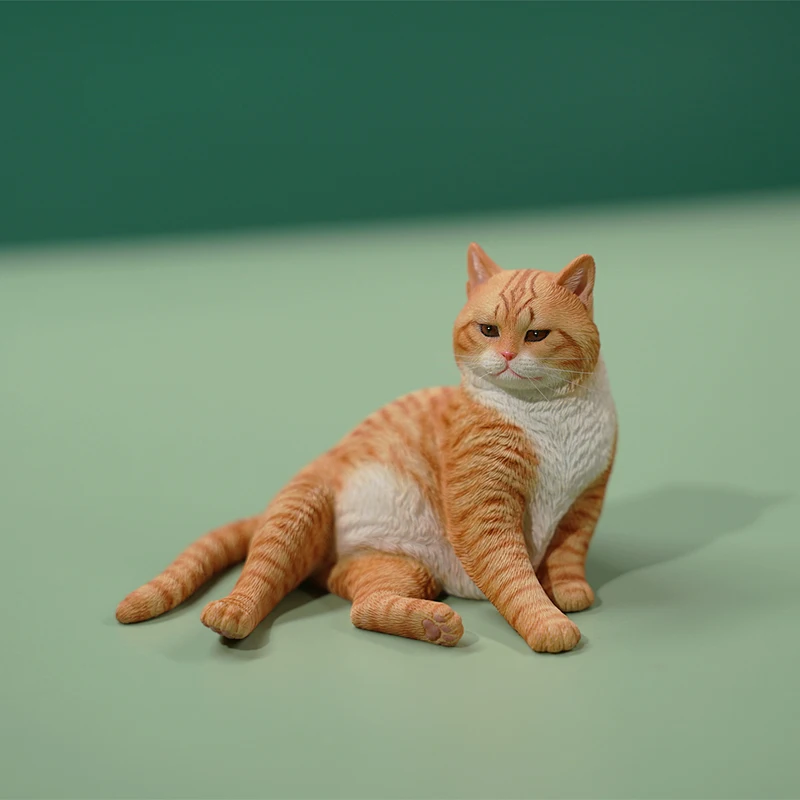 Simulazione pigra in resina in scala 1/6 Gatto arancione Modello animale carino per figure giocattolo da 12 pollici Ornamento fatto a mano