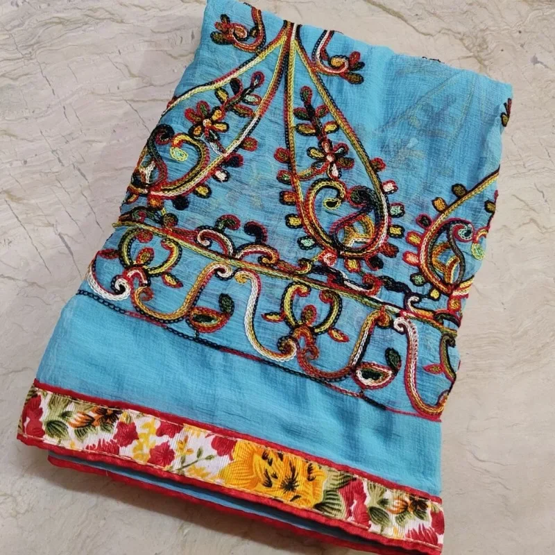 

Ethnic Paisley Dupatta needle point AAri Hand Embroidery Scarf Veil