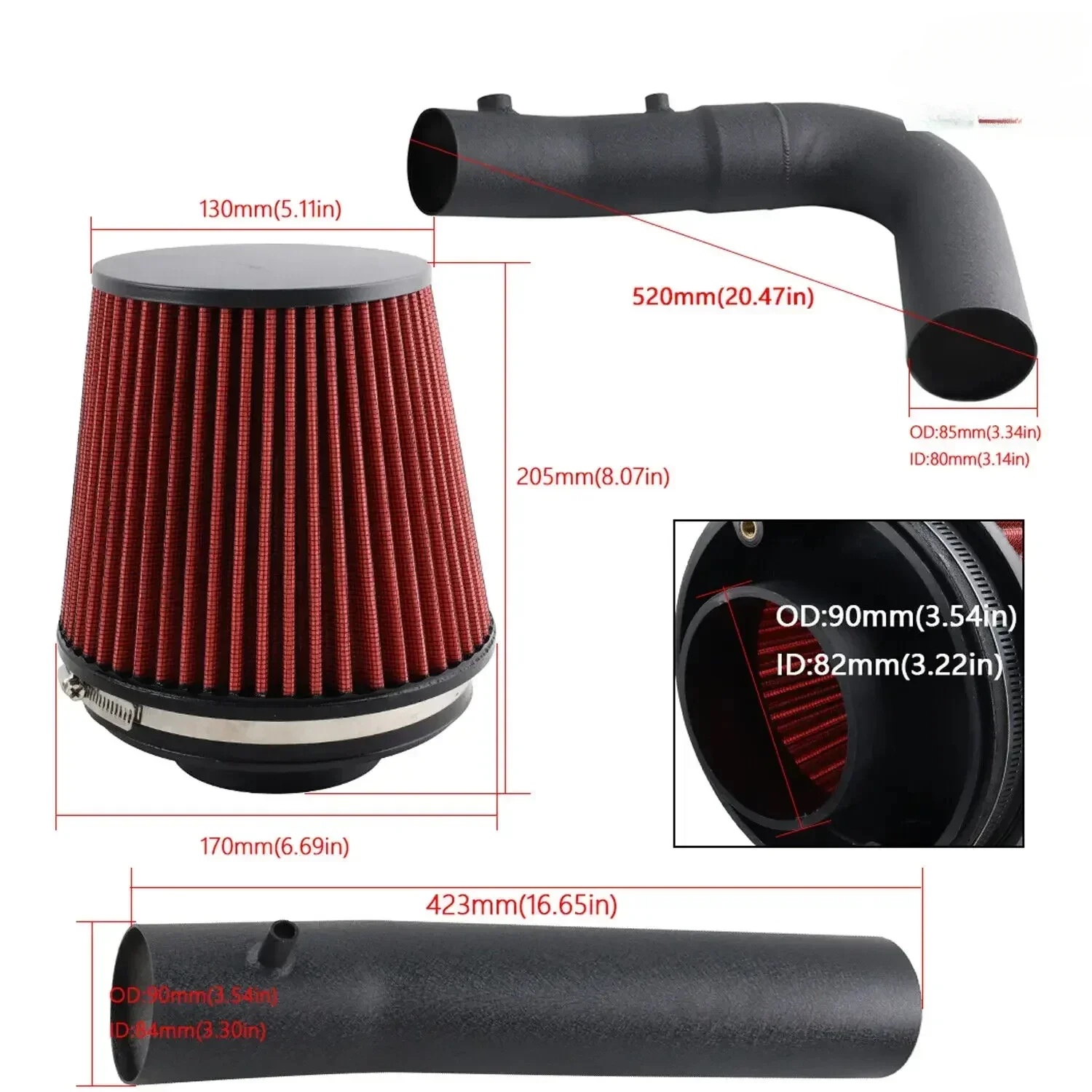 Heat Shield Cold Air Intake Pipe W/ Filter Kit For 2011-2023 Dodge Charger/Challenger/300 3.6 V6 Chrysler