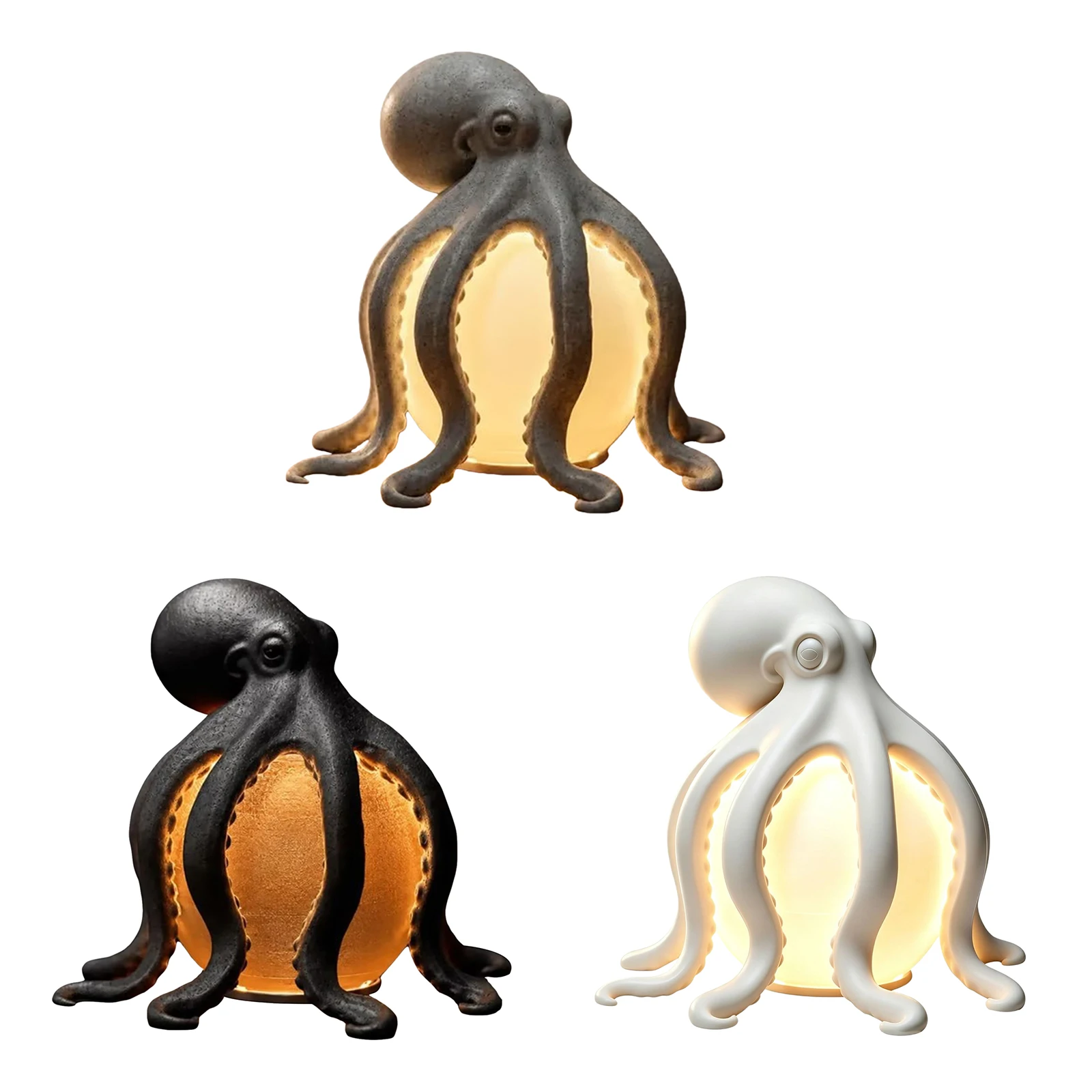 Octopuses Ocean Decor Table Lamp Marine Animal Ornament Octopuses Accent Light for Bedside Living Room Shelf Beach House Gift