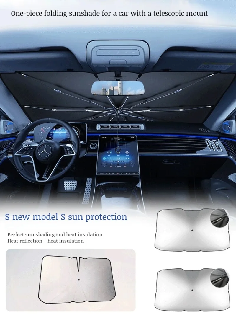 Car summer sunscreen cooling retractable folding umbrella sunshade gear heat ulation car sunshade