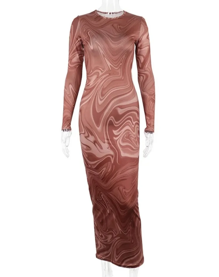 여성용 긴팔 바디콘 드레스 이브닝 파티 의류 미디 길이 섹시 원피스 스트리트웨어