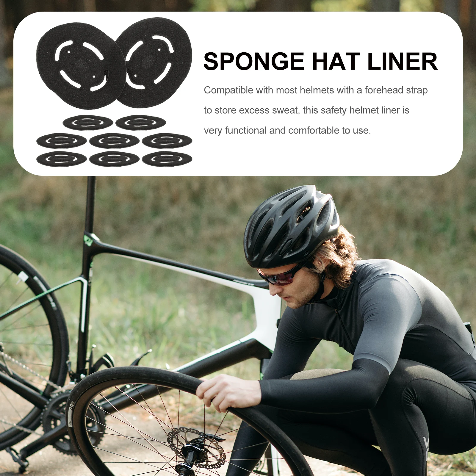 

10pcs Safety Liner Sponge Insert For Hard Hat Sweat Absorbent Universal Bump Cap Liners Construction Work Outdoor Safety