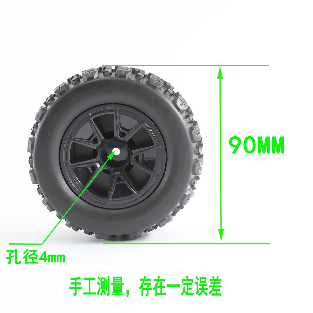 

4PCS 90mm Monster Truck Tires Off Road Buggy Rubber Wheels 12mm Hex Hubs for 1/14 Wltoys 144010 MJX Hyper Go 14209 14210 RC Car