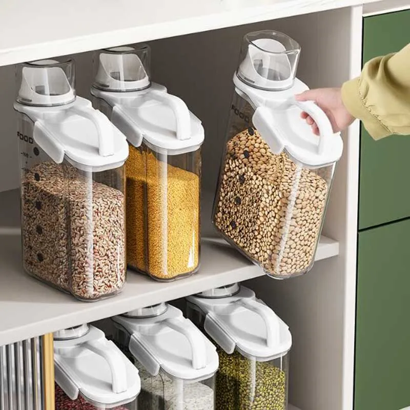 

2000ml Transparent Sealed Can Airtight Organizer Food Storage Container Plastic Multigrain Storage Tank Kitchen Accessories