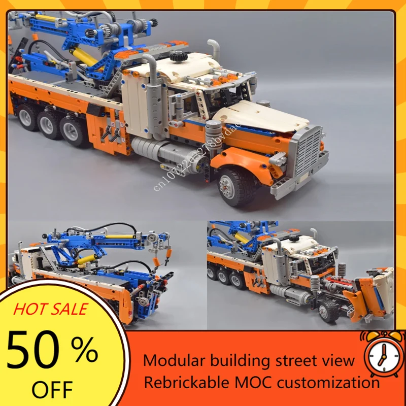 2017PCS Customized High-Tech MOC Heavy Duty Tow Truck Model Building Blocks Technology Bricks DIY Assembly Toys Birthday Gifts