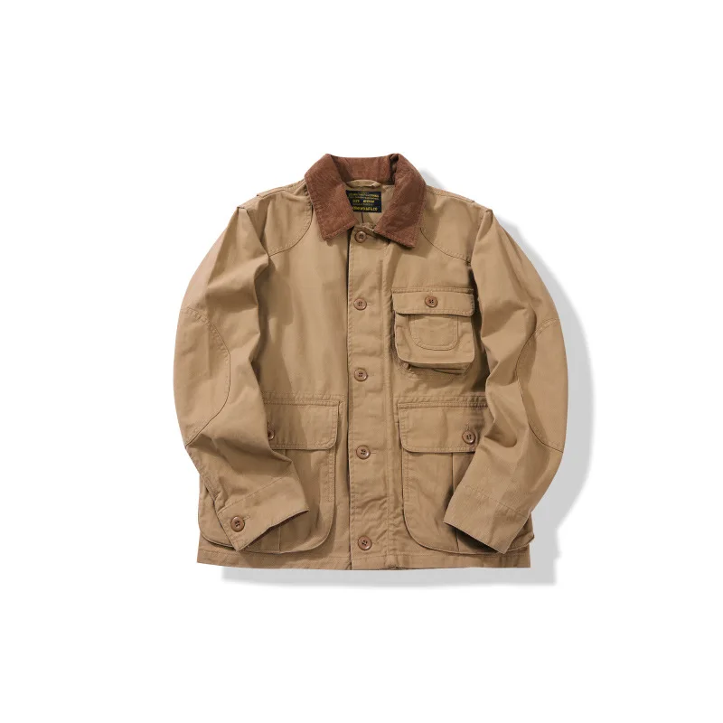 OKONKWO Corduroy Kraag Multifunctionele Jachtjas Heren 3D Zakwerkjas Visjas Outdoor Trekking Werkkleding Kamperen