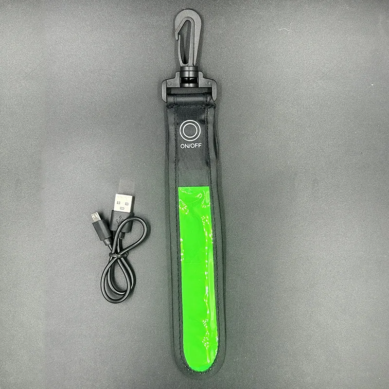 حقيبة ظهر قابلة لإعادة الشحن، شريط عاكس لركوب الدراجات، حقيبة للتنزه سيرًا على الأقدام، ضوء عاكس LED للسلامة الليلية، حقيبة أمان للمشي والجري