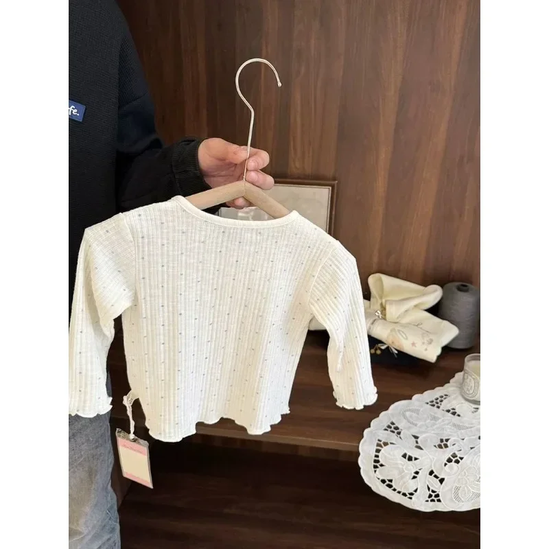 Children's Knitted Sun Protection Jacket Baby Girl Small Polka Dot Air-conditioned Cardigan Girls Spring and Summer Clothing