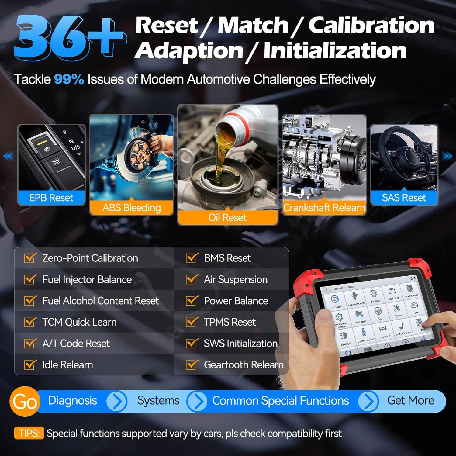 Picture 6: D7 V2.0 Bidirectional OBD2 Scanner All System Car Scan Diagnostic Tool With Key Programmer 36+ Resets, Injector Coding FCA