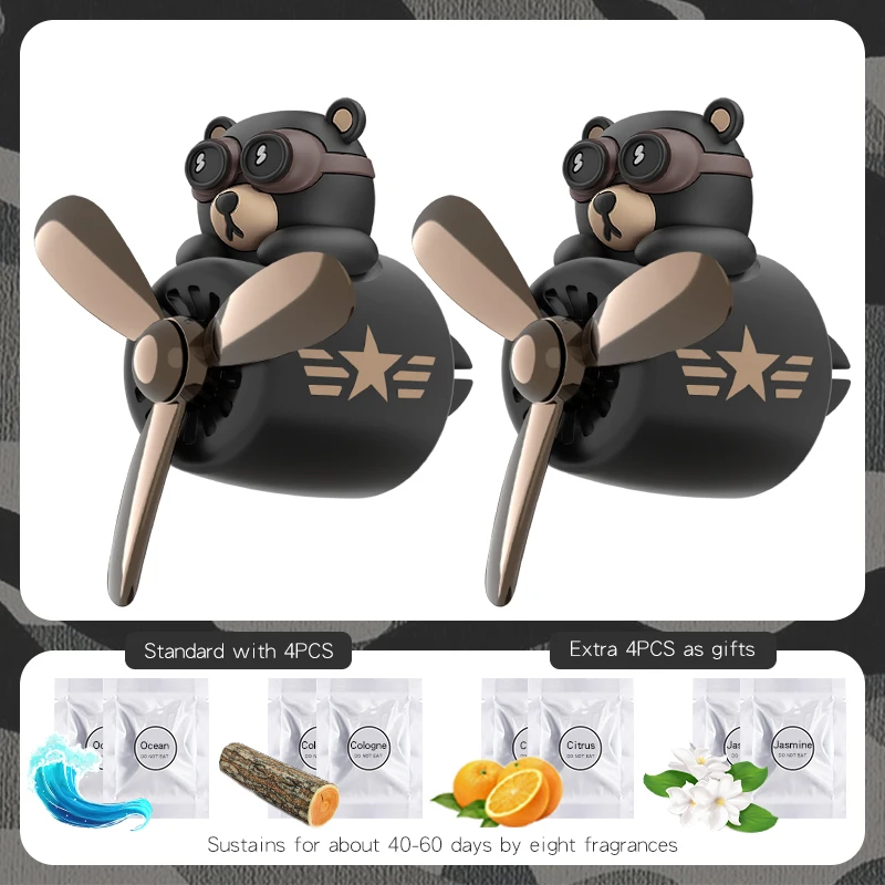 Roterend vliegtuig piloot beer auto luchtverfrissers accessoires interieur decoraties ventilator vent clips parfum geur diffuser aroma