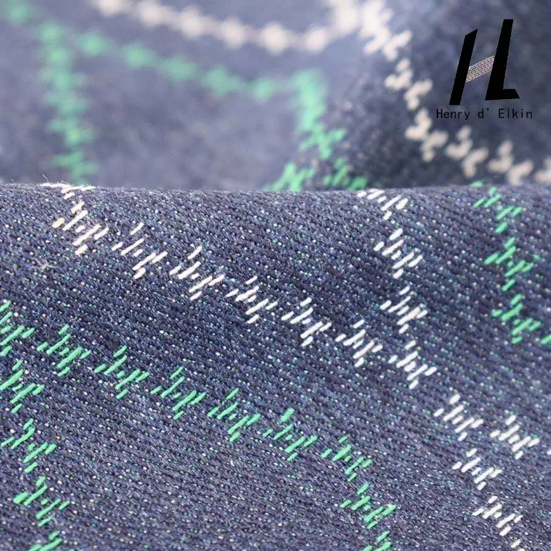 Модный стиль, жаккардовая джинсовая ткань с клетчатым принтом для одежды, юбки, брюк, ткань ручной работы «сделай сам», оптовая продажа