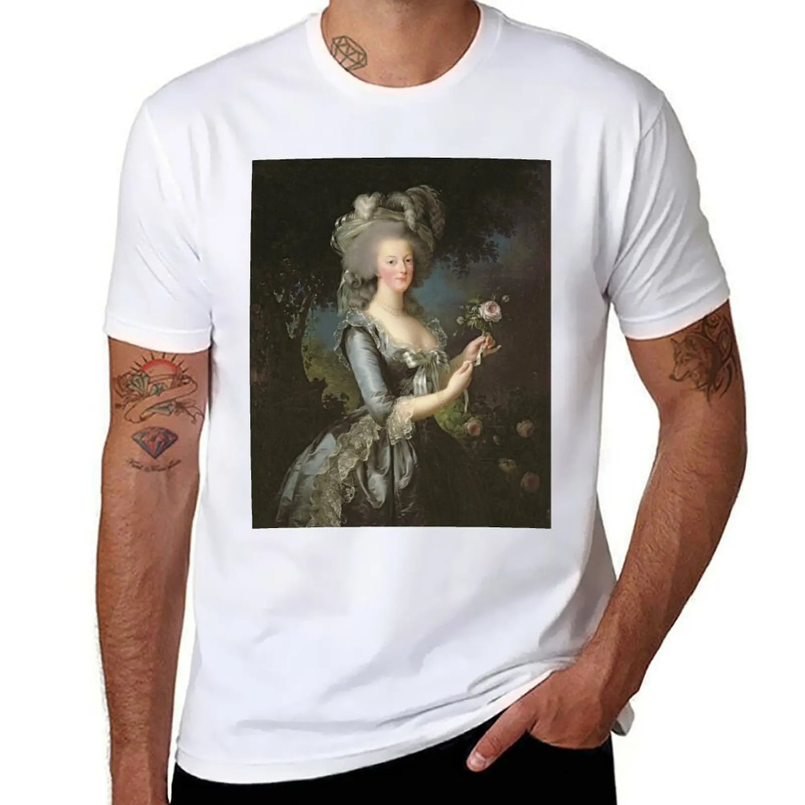 Elisabeth Louise Vigee - Lebrun - Marie Antoinette (1755 ) With A Rose T-Shirt anime figures shirts graphic tee men