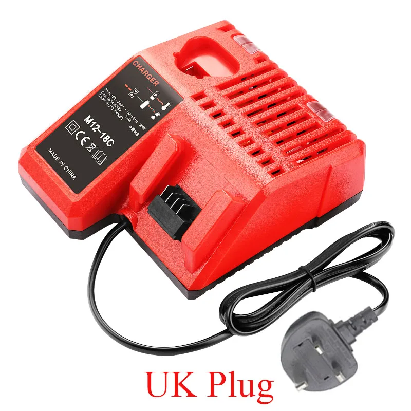 dawupine M12-18C Li-ion Battery Charger For Milwaukee 10.8V 12V 14.4V 18V C1418C 48-11-1815/1828/1840 M18 M14 M12 Battery