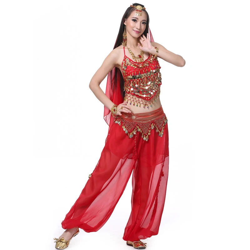 Adult Belly Dance Bollywood Costume Set Tribal/Arabic/Egypt/Indian Dance Outfit DanceWear Suit For Women Sequin Training Clothes