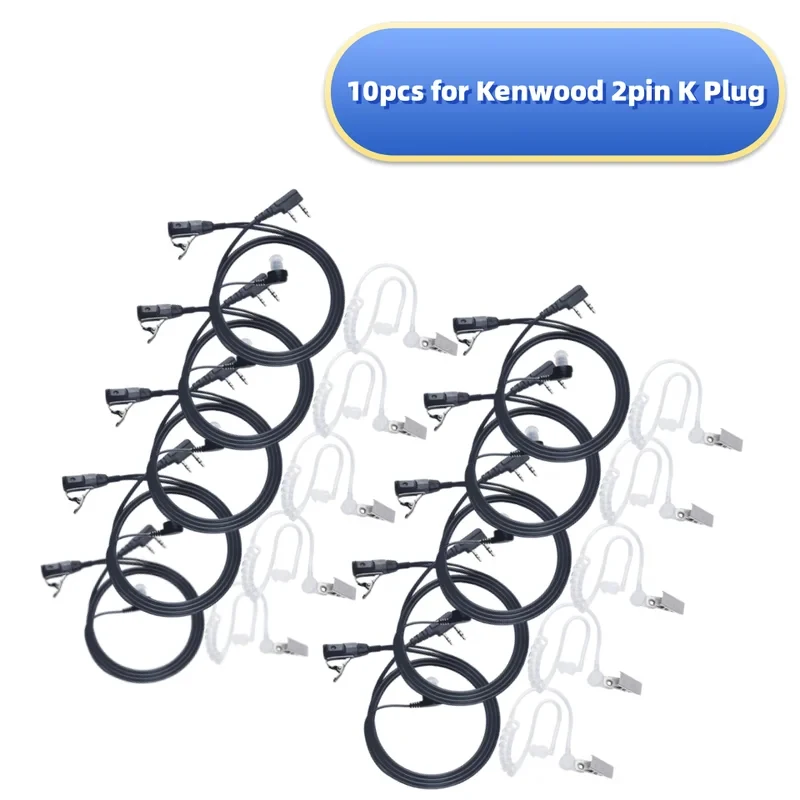 K Port Air Acoustic Tube Walkie Talkie Headset PTT Mic Earpiece for Baofeng UV-5R 888s