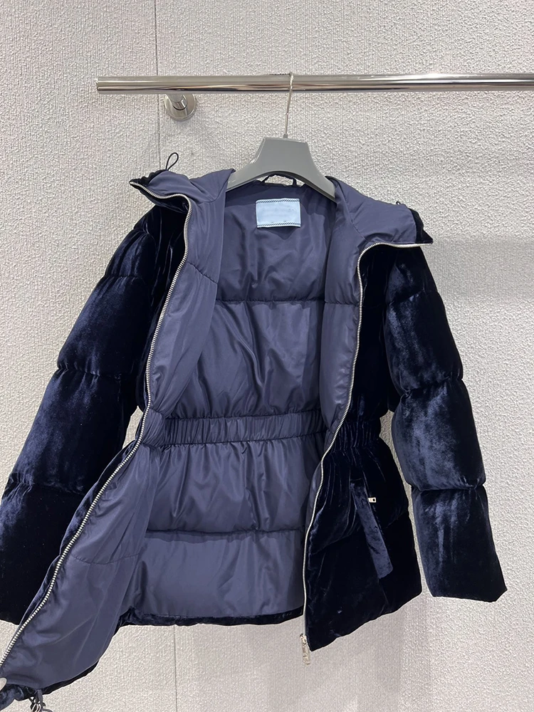 SVORYXIU hiver mode noir décontracté doudoune pour les femmes, col rond à manches longues ample fermeture éclair doudoune