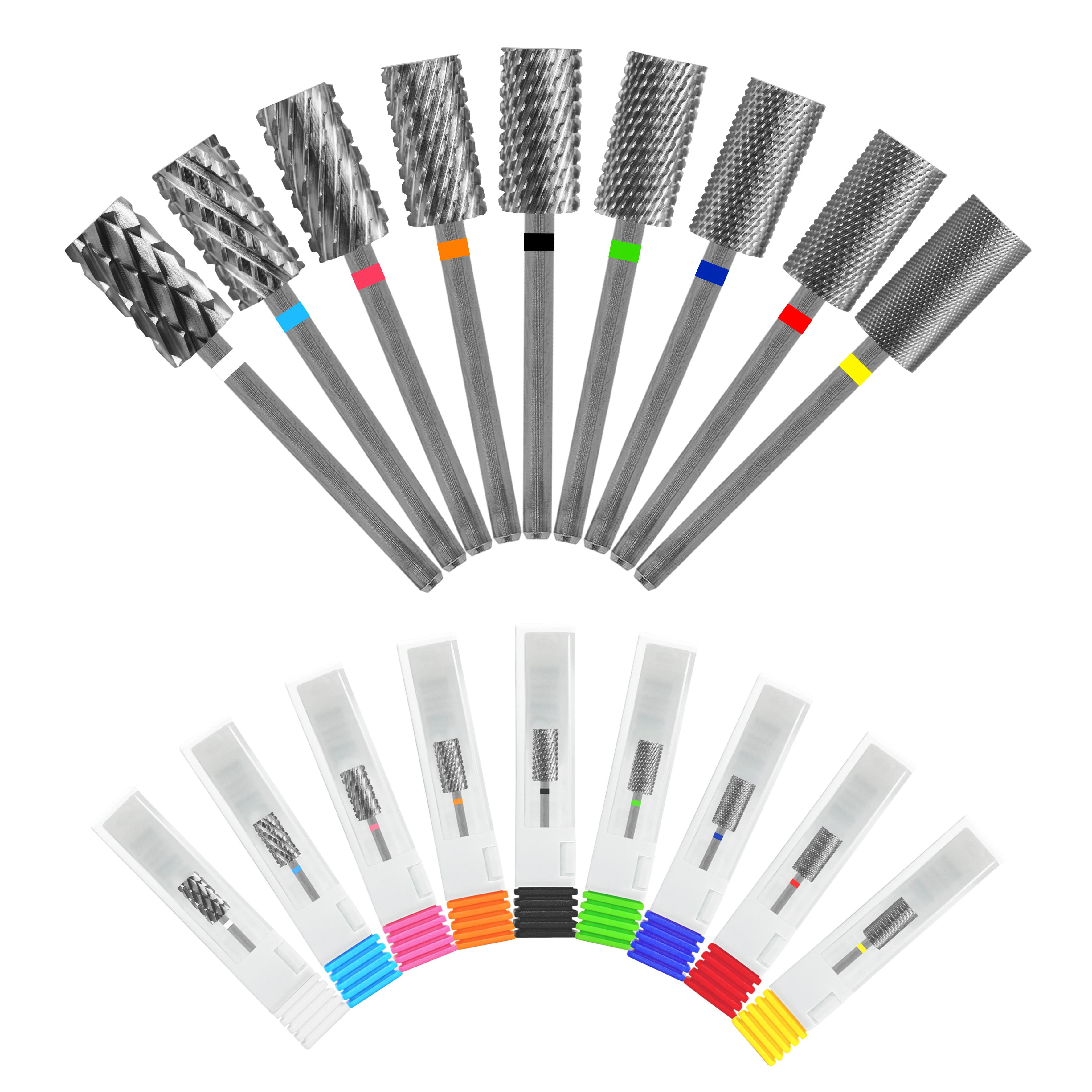 Gelak Punte superiori piatte a botte grande da 6,6 mm Punte da trapano per unghie Rimuovi strumento per manicure in polvere di carburo di gel Accessori per unghie Professionali