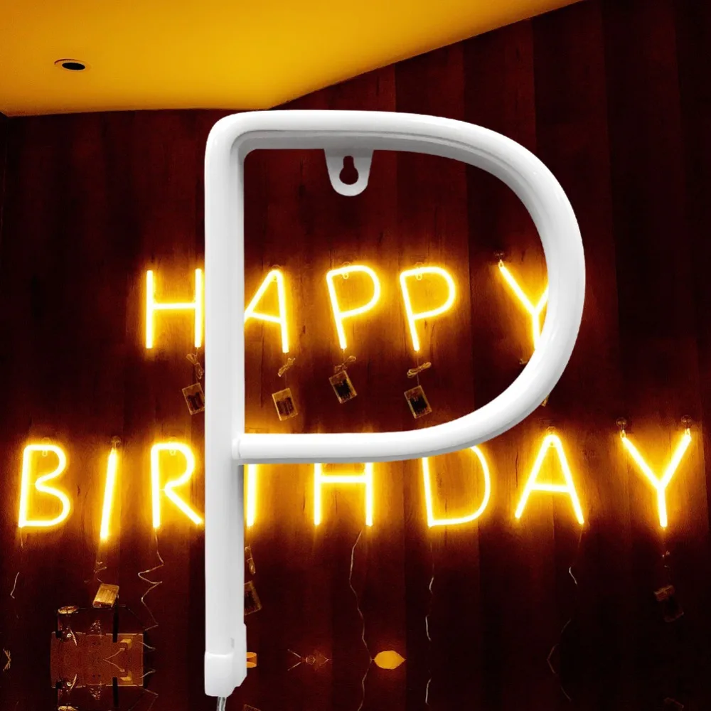 Letter Shape LED Neon Lamp USB/Battery Powered Warm White Light Neon Sign Light Dual Power Supply Wall Mountable LED Neon Light
