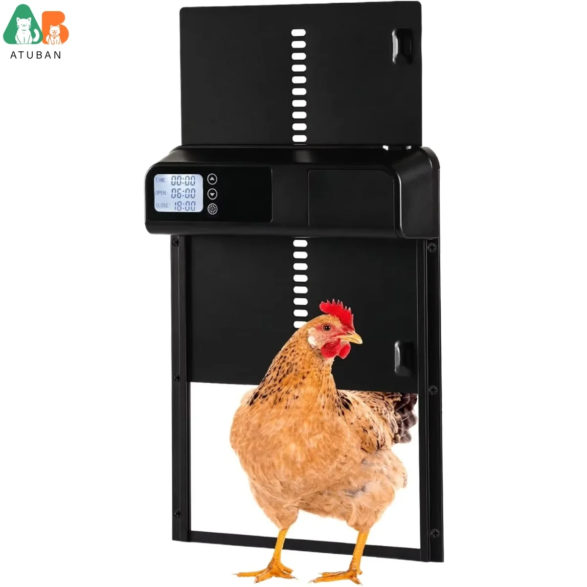 

ATUBAN Automatic Chicken Coop Door Opener-Auto Chicken Door with Large LCD Display,Anti-Pinch Chicken Coop Opener with Timer