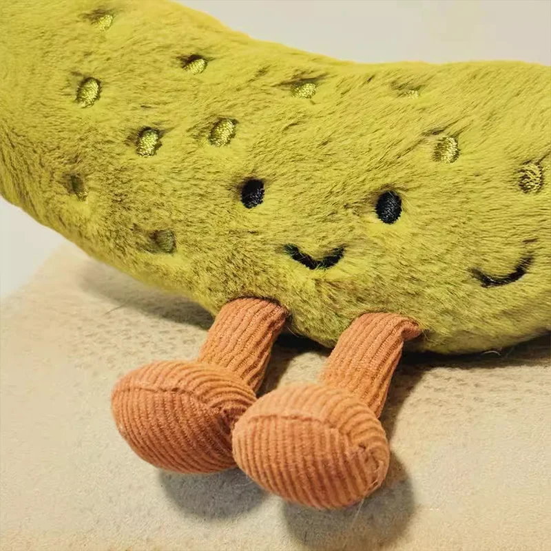 15/26cm Green Sour Pickled Cucumber Plush Pillow With Legs Smiling Face Small Vegetable Plush Toy Sofa Ornaments Birthday Gifts