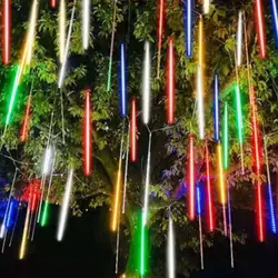 EU/US Plug 8 Tubes 30/50cm Meteor Shower Light Garden Decor LED Wedding Holiday Light String Fairy Garland Light Christmas Decor